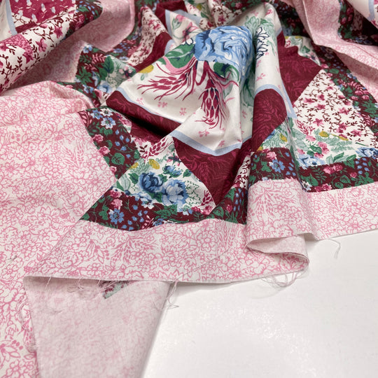Faux Quilt - Cotton Woven - Pink Multi Floral Faux Quilt - 1M Bundle - FABCYCLE Deadstock and Sustainble Fabrics and Sewing Supplies (6666591010929)