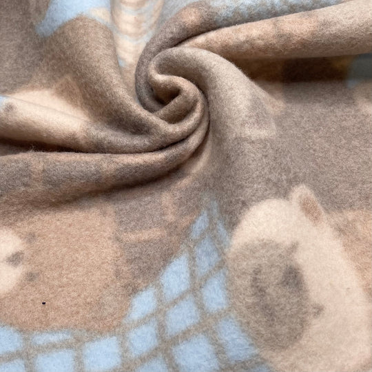 Love You Beary Much - Fleece Poly Knit - Light Brown Multi Bears - 0.85M Bundle - FABCYCLE Deadstock and Sustainble Fabrics and Sewing Supplies (6674361647217)