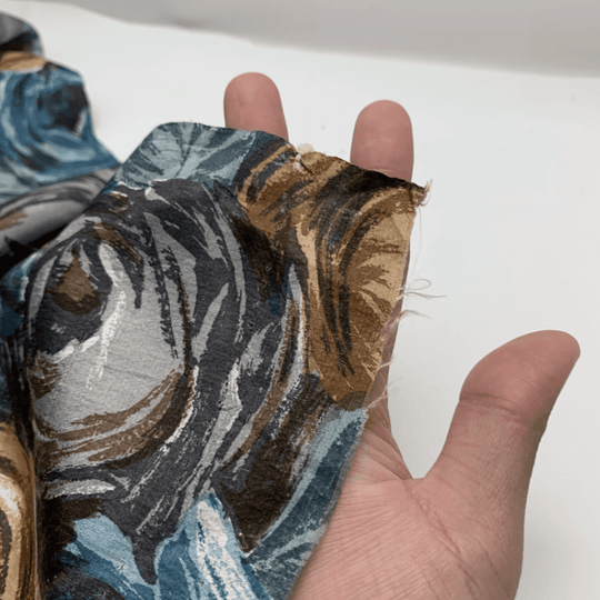 Abstract Roses - Woven - Polyester- blue with brown - 2.18M Bundles - FABCYCLE Deadstock and Sustainble Fabrics and Sewing Supplies (4552384839793)