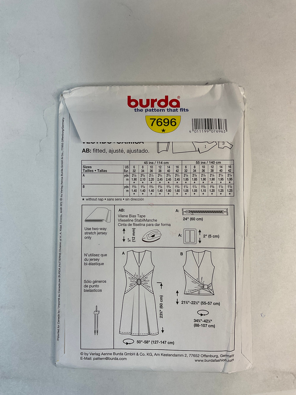 Sewing Pattern - Womenswear - Burda 7696 (6688741687409)