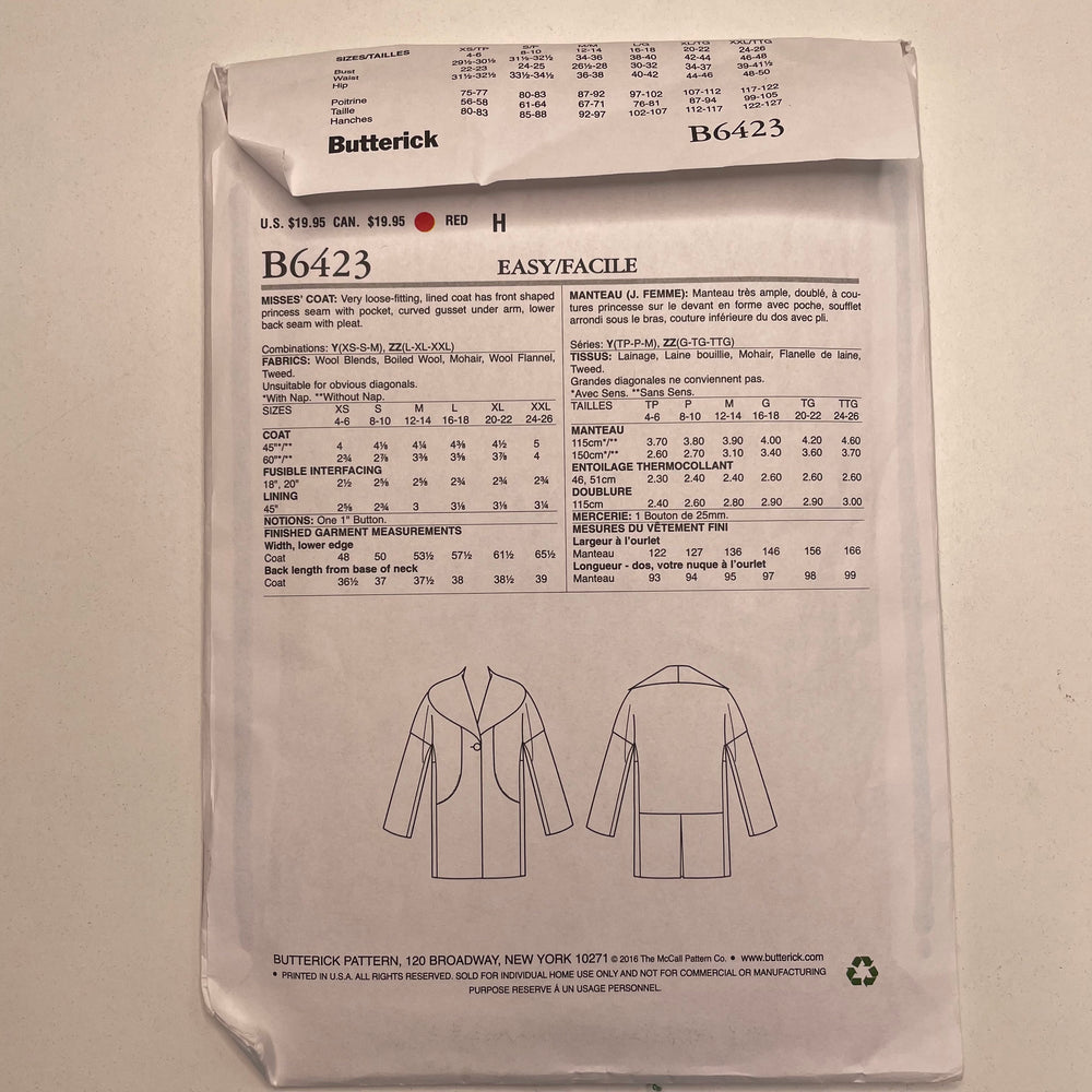 Sewing Pattern - Womenswear - Butterick B6423 (6690543042673)
