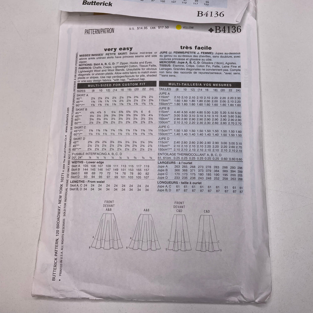 Sewing Pattern - Womenswear - Butterick B4136 (6688744964209)