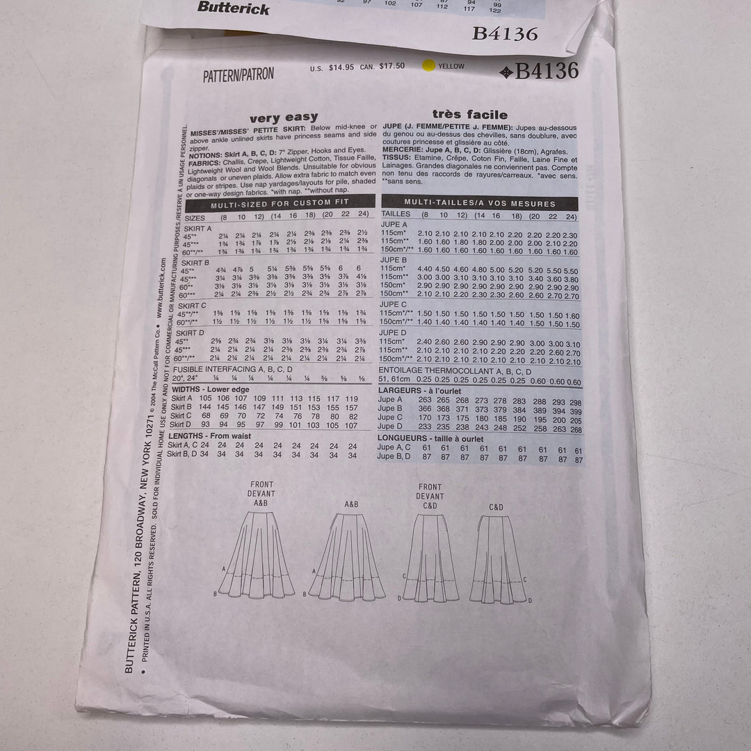 Sewing Pattern - Womenswear - Butterick B4136 (6688744964209)