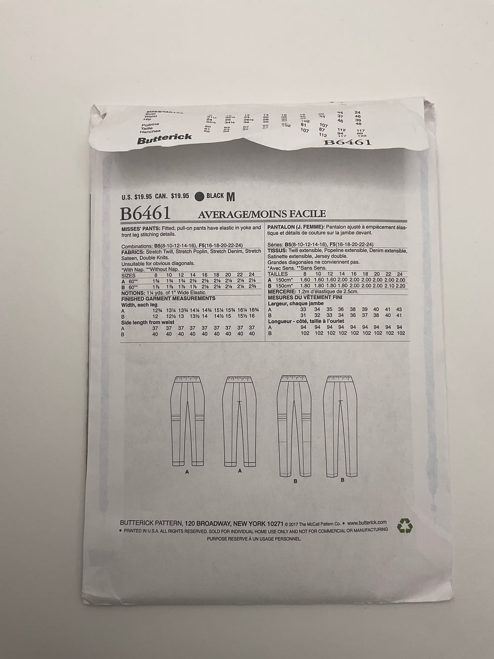 Sewing Pattern - Womenswear - Butterick B6461 (6690594357361)