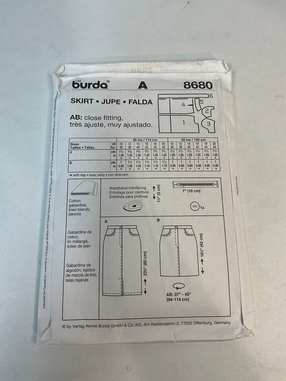 Sewing Pattern - Womenswear - Burda 8680 (6688746307697)