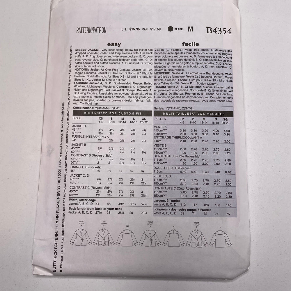 Sewing Pattern - Womenswear - Butterick B4354 (6688747421809)