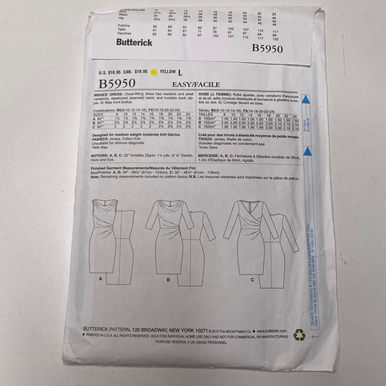 Sewing Pattern - Womenswear - Butterick B5950 (6691584671857)