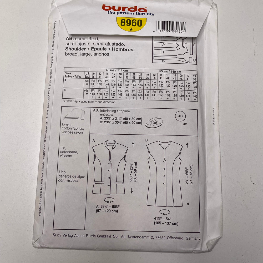 Sewing Pattern - Womenswear - Burda 8960 (6691585392753)