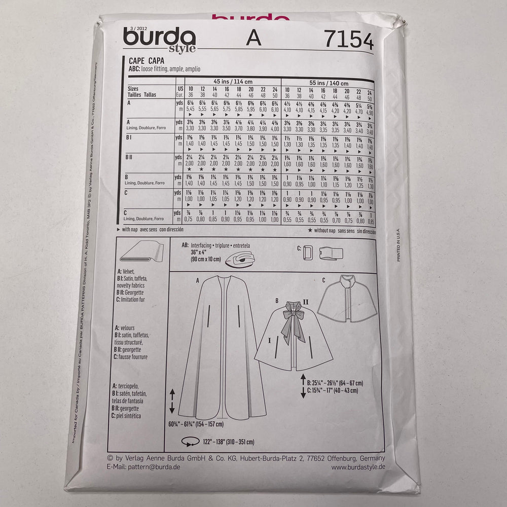 Sewing Pattern - Womenswear - Burda 7154 (6691588440177)