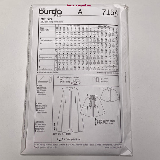 Sewing Pattern - Womenswear - Burda 7154 (6691588440177)