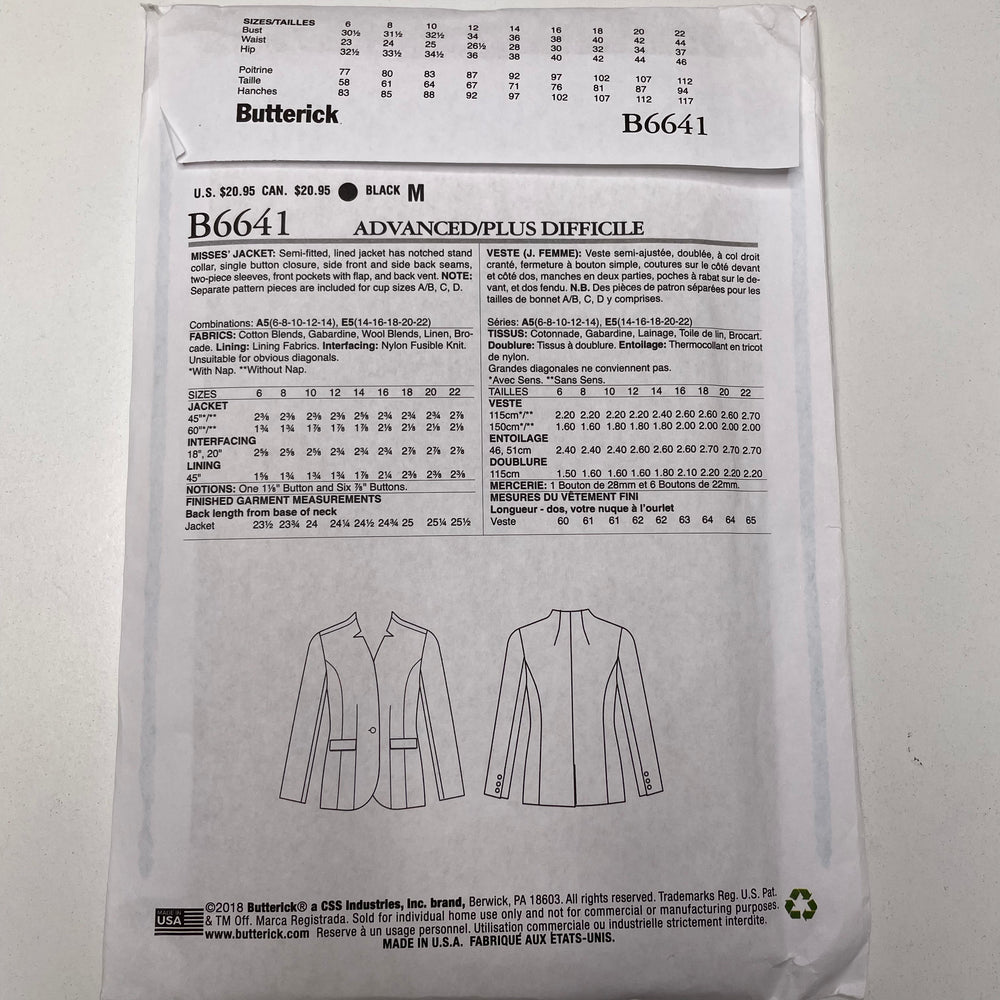 Sewing Pattern - Womenswear - Butterick B6641 (6691605512305)