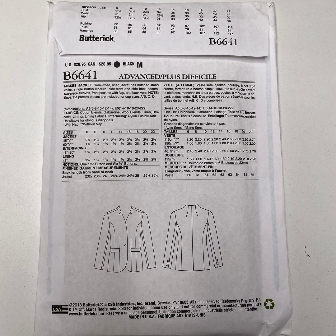 Sewing Pattern - Womenswear - Butterick B6641 (6691605512305)