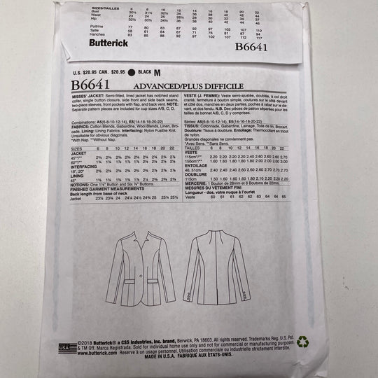 Sewing Pattern - Womenswear - Butterick B6641 (6691605512305)