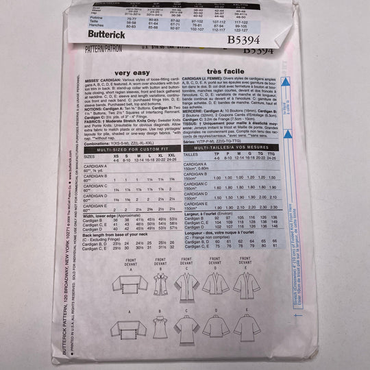 Sewing Pattern - Womenswear - Butterick B5394 (6688754729073)