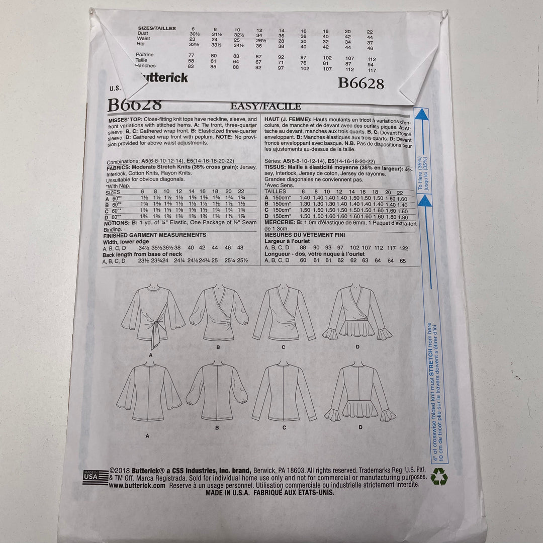 Sewing Pattern - Womenswear - Butterick B6628 (6691612065905)