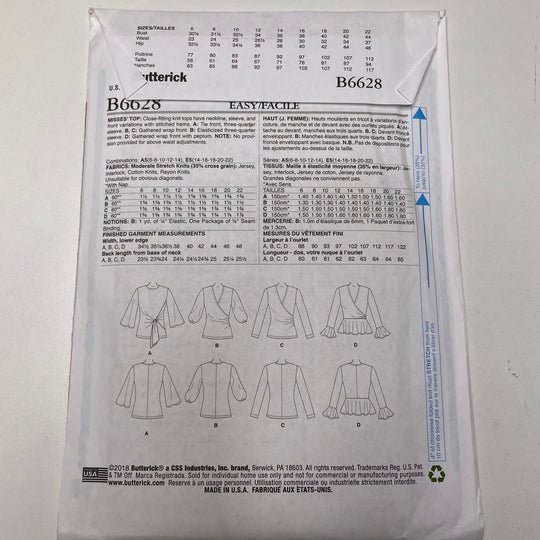 Sewing Pattern - Womenswear - Butterick B6628 (6691612065905)