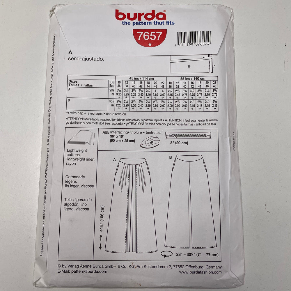 Sewing Pattern - Womenswear - Burda 7657 (6691622748273)