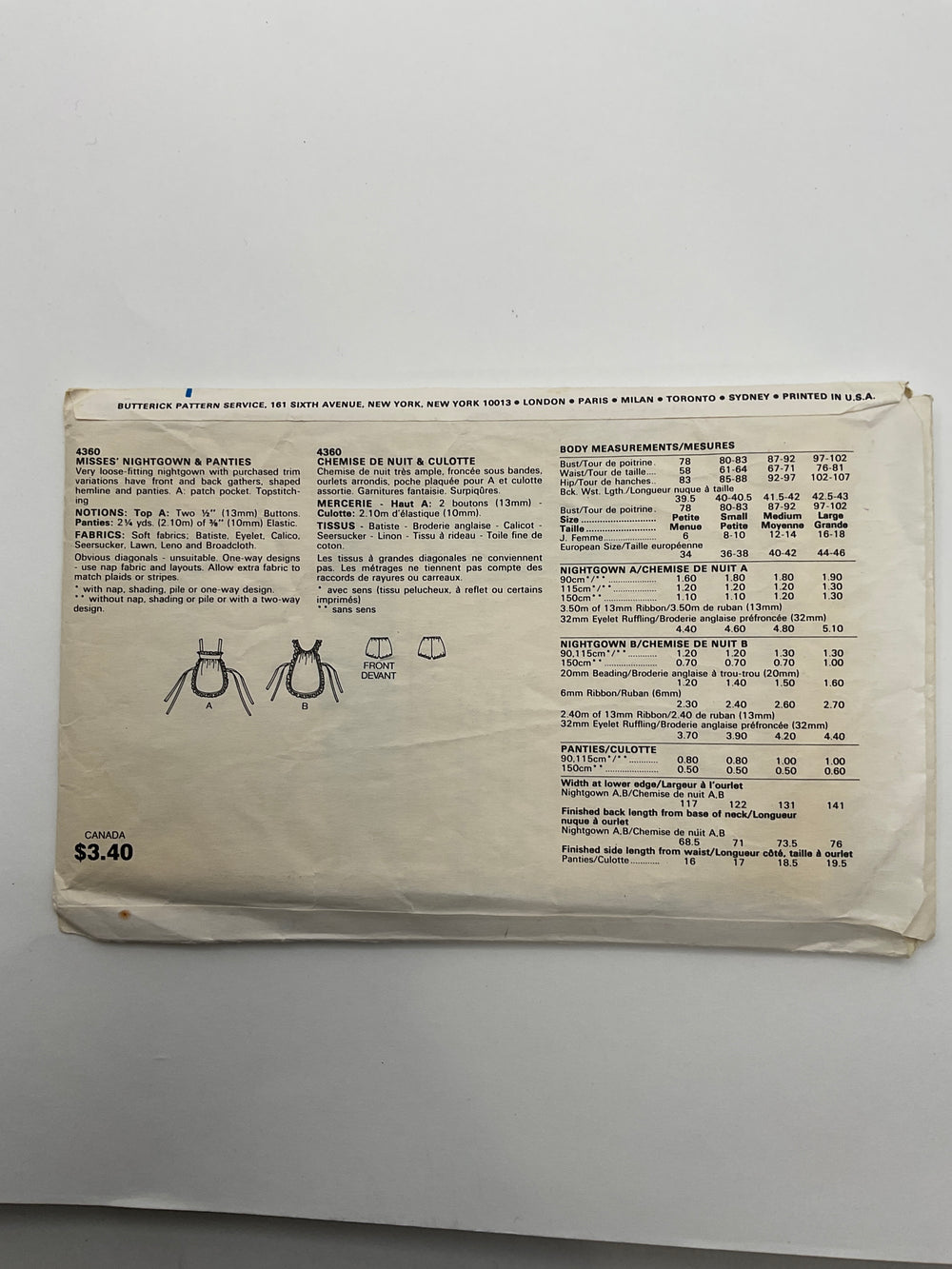 Sewing Pattern - Womenswear - Butterick 4360 (6692512858225)