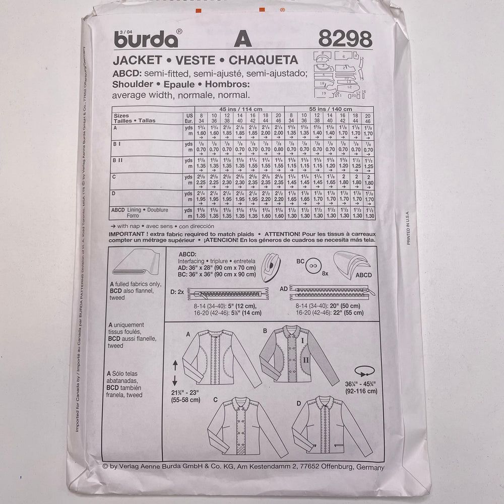 Sewing Pattern - Womenswear - Burda 8298 (6715509375089)