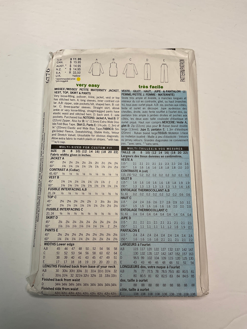 Sewing Pattern - Womenswear - Butterick 6776 (6689185366129)