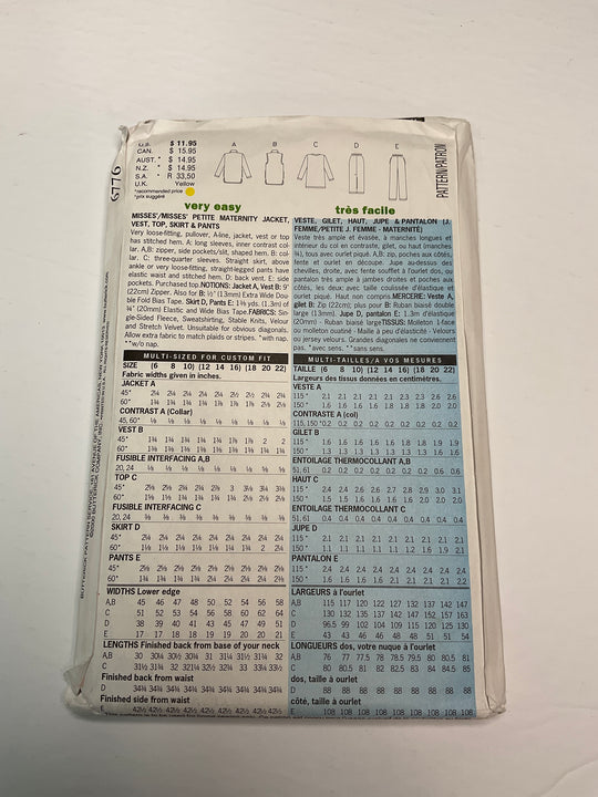 Sewing Pattern - Womenswear - Butterick 6776 (6689185366129)