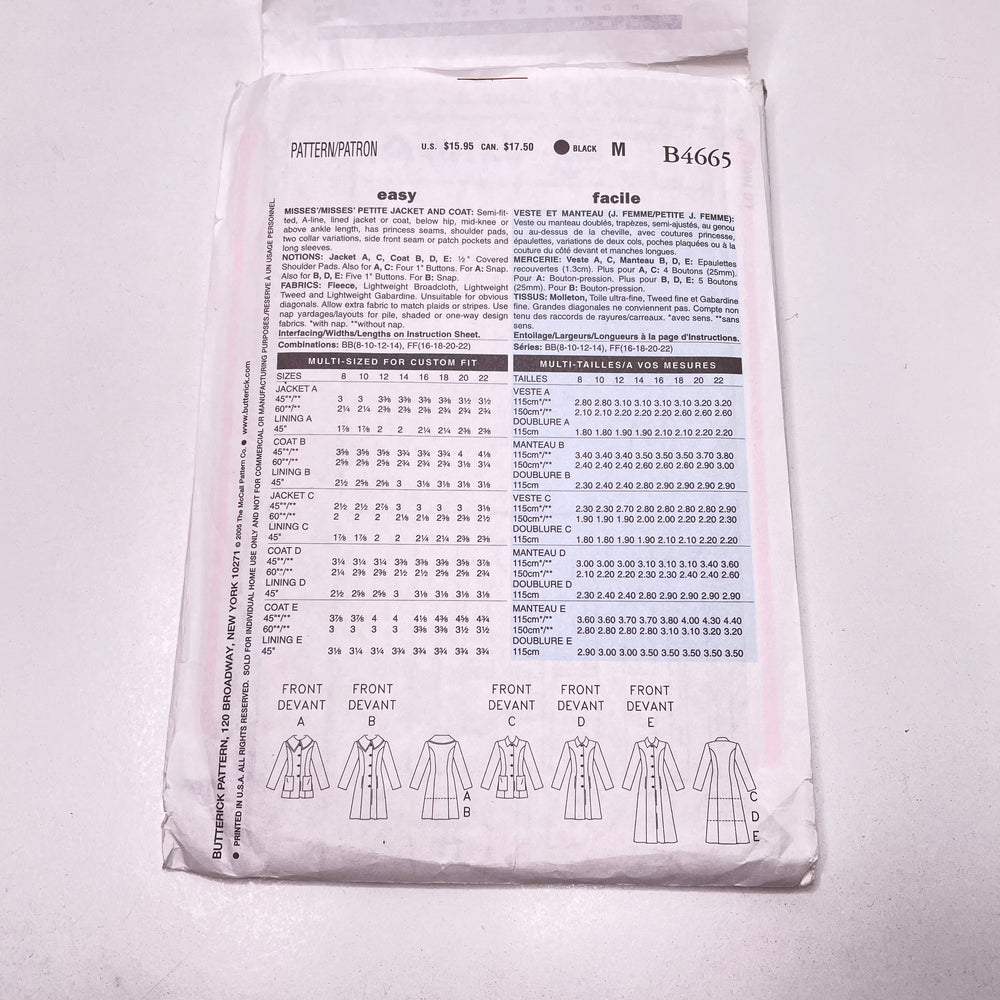 Sewing Pattern - Womenswear - Butterick 4665 (6770033459313)