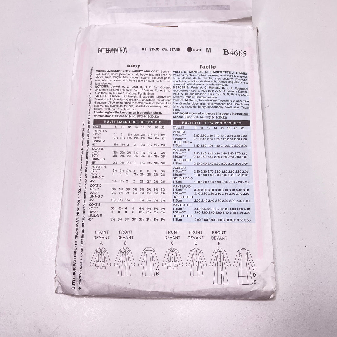 Sewing Pattern - Womenswear - Butterick 4665 (6770033459313)