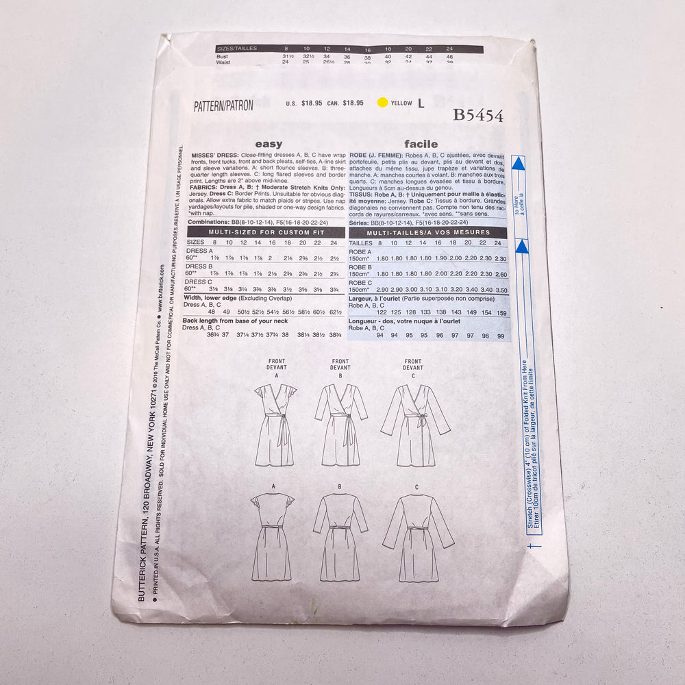 Sewing Pattern - Womenswear - Butterick 5454 (6770208800881)