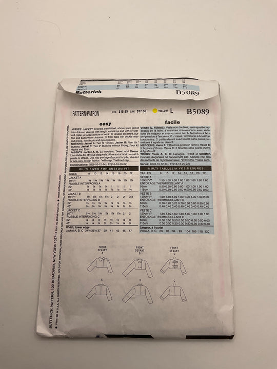 Sewing Pattern - Womenswear - Butterick B5089 (6690072985713)