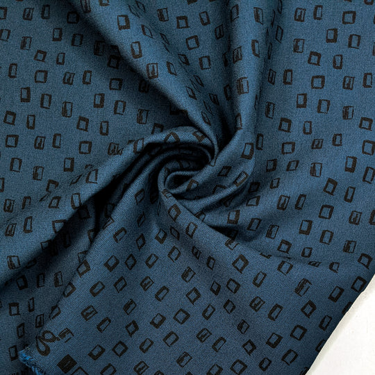 NTF Jan 19 - Ponte Viscose Blend Knit - Dark Navy/Teal Abstract - Bundles