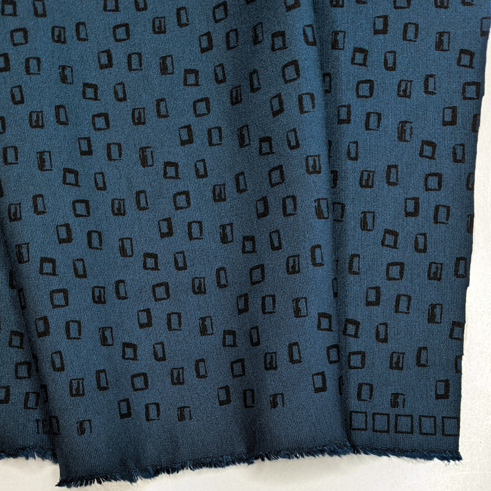 NTF Jan 19 - Ponte Viscose Blend Knit - Dark Navy/Teal Abstract - Bundles