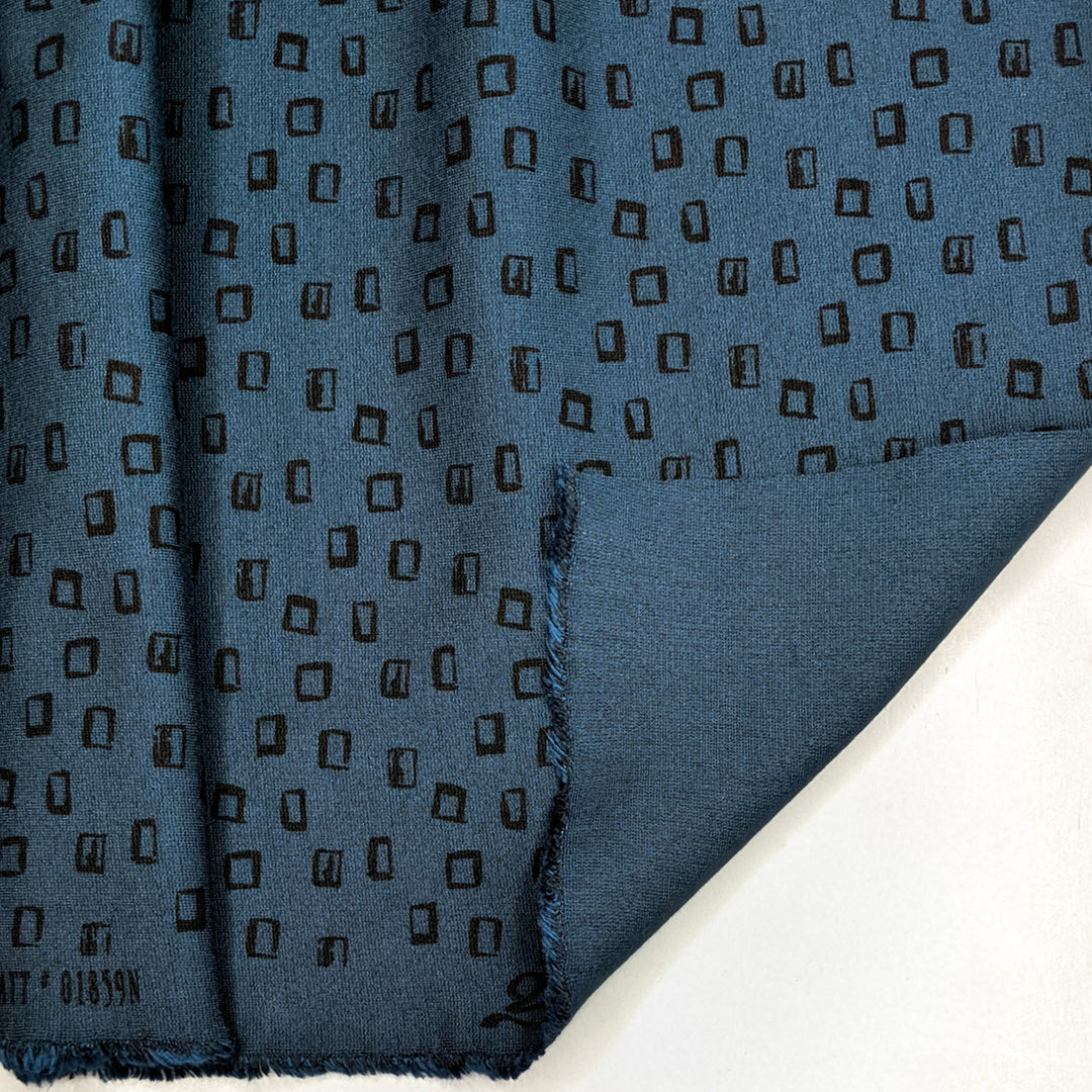 NTF Jan 19 - Ponte Viscose Blend Knit - Dark Navy/Teal Abstract - Bundles