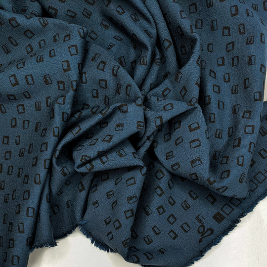 NTF Jan 19 - Ponte Viscose Blend Knit - Dark Navy/Teal Abstract - Bundles