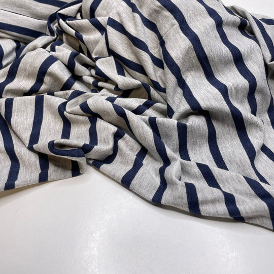 Say It And Mean It - Jersey Bamboo/Cotton Knit - Grey/Navy Stripes - Bundles