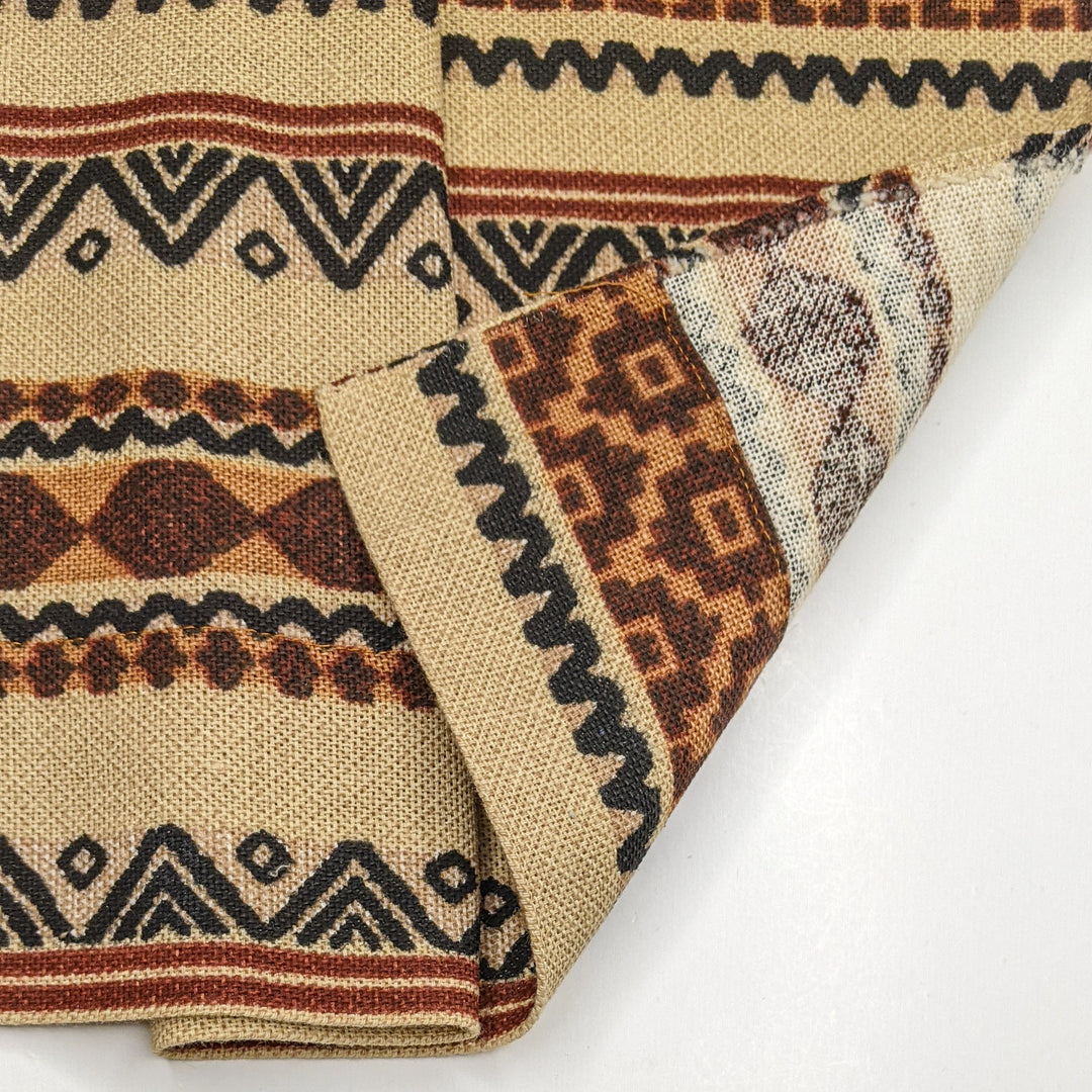 Totes Wild - Natural Blend Woven - Beige Black Brown Multi Geometric - 1M Bundle - FABCYCLE Deadstock and Sustainble Fabrics and Sewing Supplies (6789710086257)