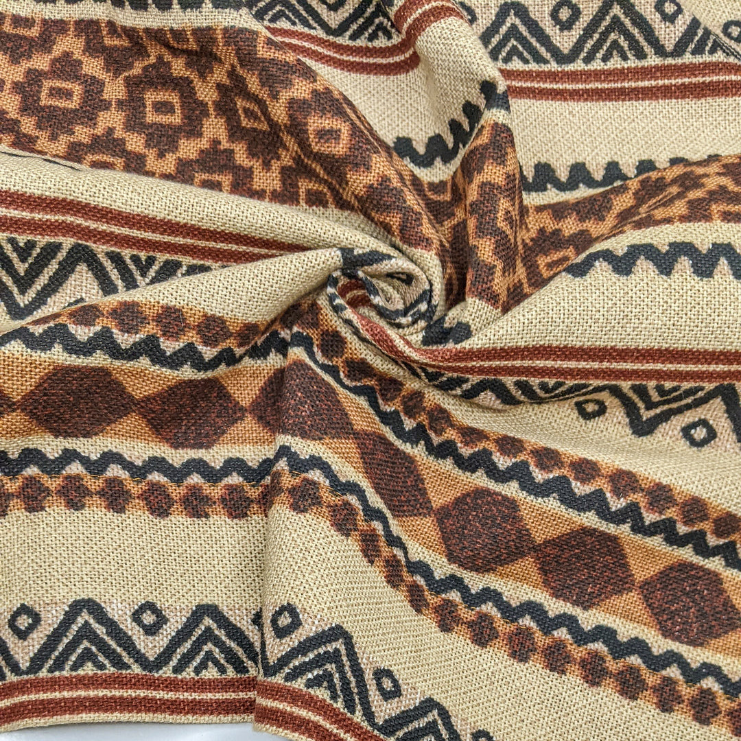 Totes Wild - Natural Blend Woven - Beige Black Brown Multi Geometric - 1M Bundle - FABCYCLE Deadstock and Sustainble Fabrics and Sewing Supplies (6789710086257)