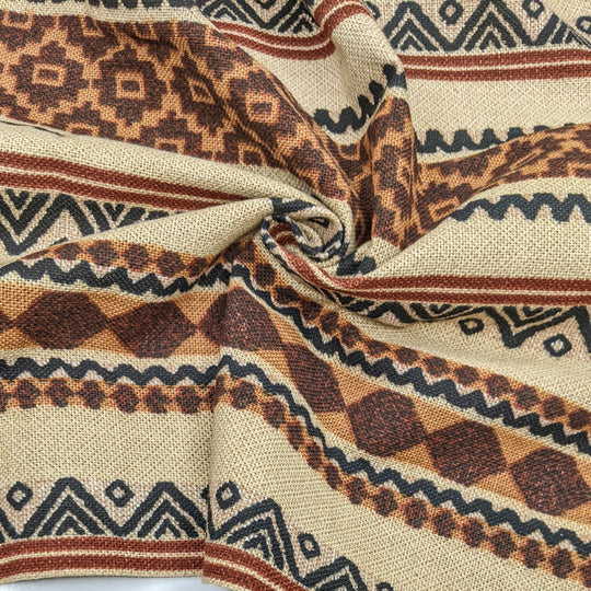 Totes Wild - Natural Blend Woven - Beige Black Brown Multi Geometric - 1M Bundle - FABCYCLE Deadstock and Sustainble Fabrics and Sewing Supplies (6789710086257)