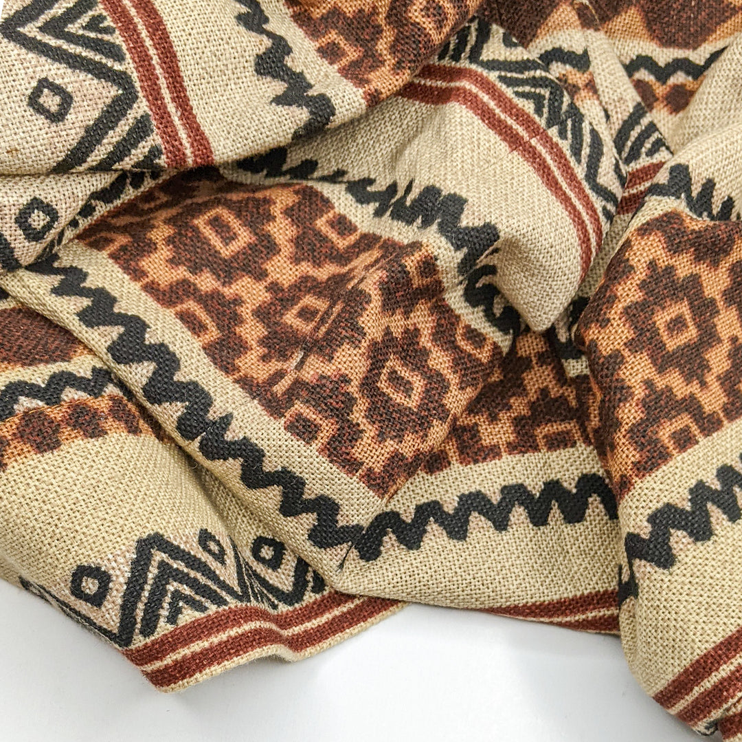 Totes Wild - Natural Blend Woven - Beige Black Brown Multi Geometric - 1M Bundle - FABCYCLE Deadstock and Sustainble Fabrics and Sewing Supplies (6789710086257)