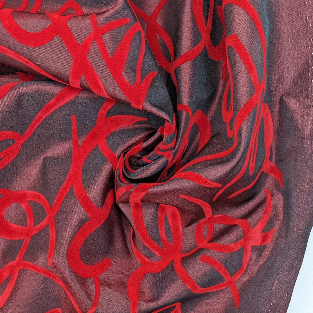 Romantic Dinner - Synthetic Woven - Burgundy/Red Abstract - Bundles - FABCYCLE Deadstock and Sustainble Fabrics and Sewing Supplies