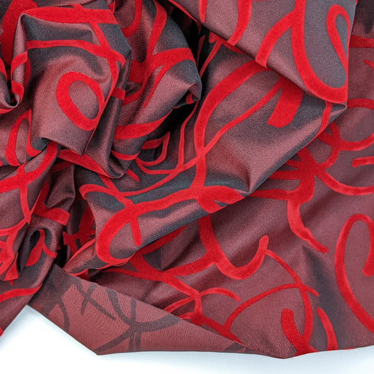 Romantic Dinner - Synthetic Woven - Burgundy/Red Abstract - Bundles - FABCYCLE Deadstock and Sustainble Fabrics and Sewing Supplies