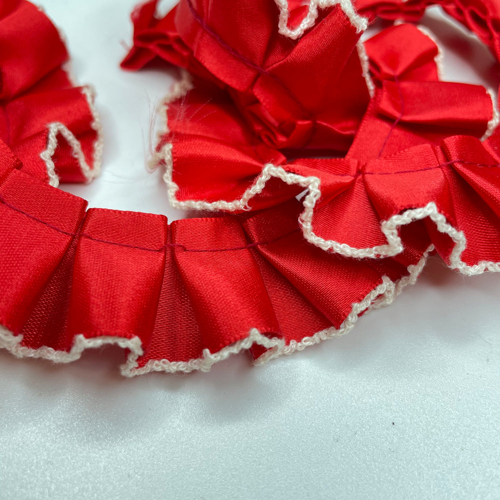1" (25mm) Box Pleat Ruffled  Ribbon Trim - Red/White - 2M Bundle (6732652150897)