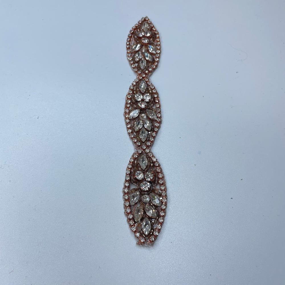 1" (25mm) Beaded/Rhinestones  Tape Trim - Clear Crystal Copper - 0.18M Bundle (6732687278193)
