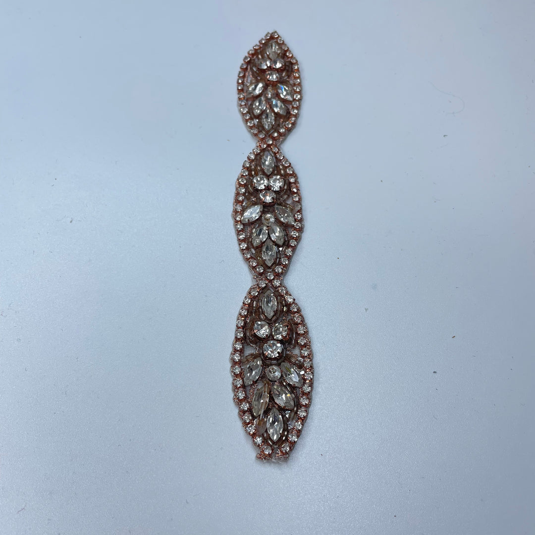 1" (25mm) Beaded/Rhinestones  Tape Trim - Clear Crystal Copper - 0.18M Bundle (6732687278193)