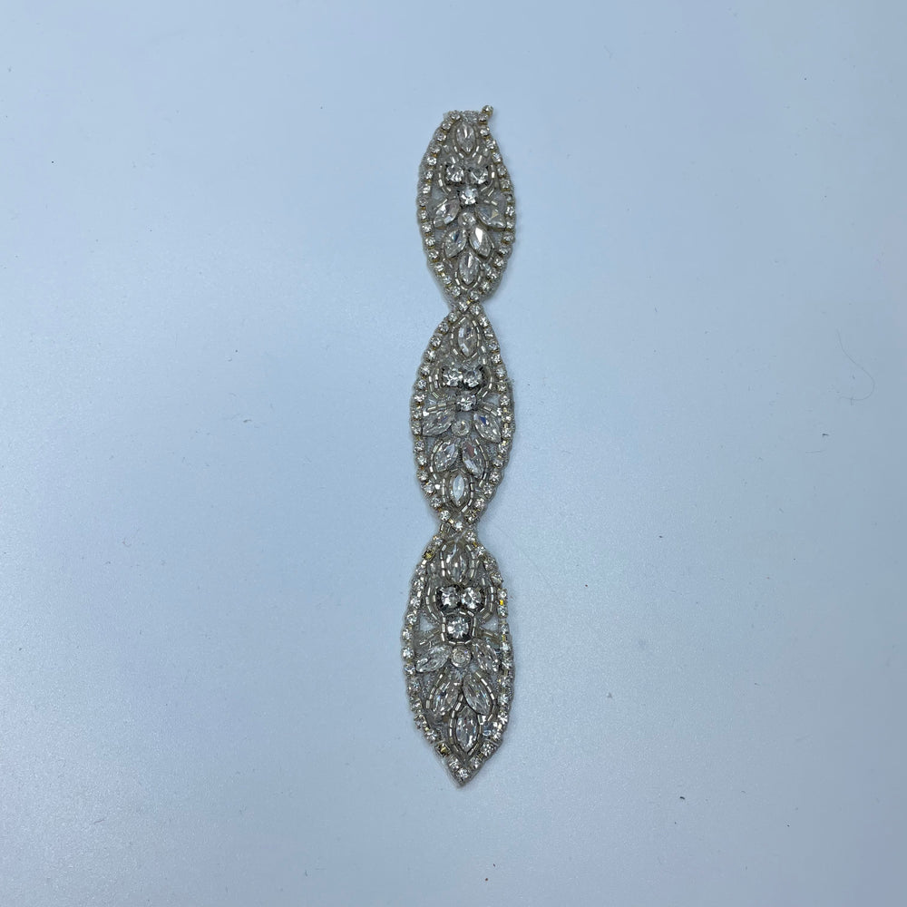 1" (25mm) Beaded/Rhinestones  Tape Trim - Silver - 0.18M Bundle (6732687409265)