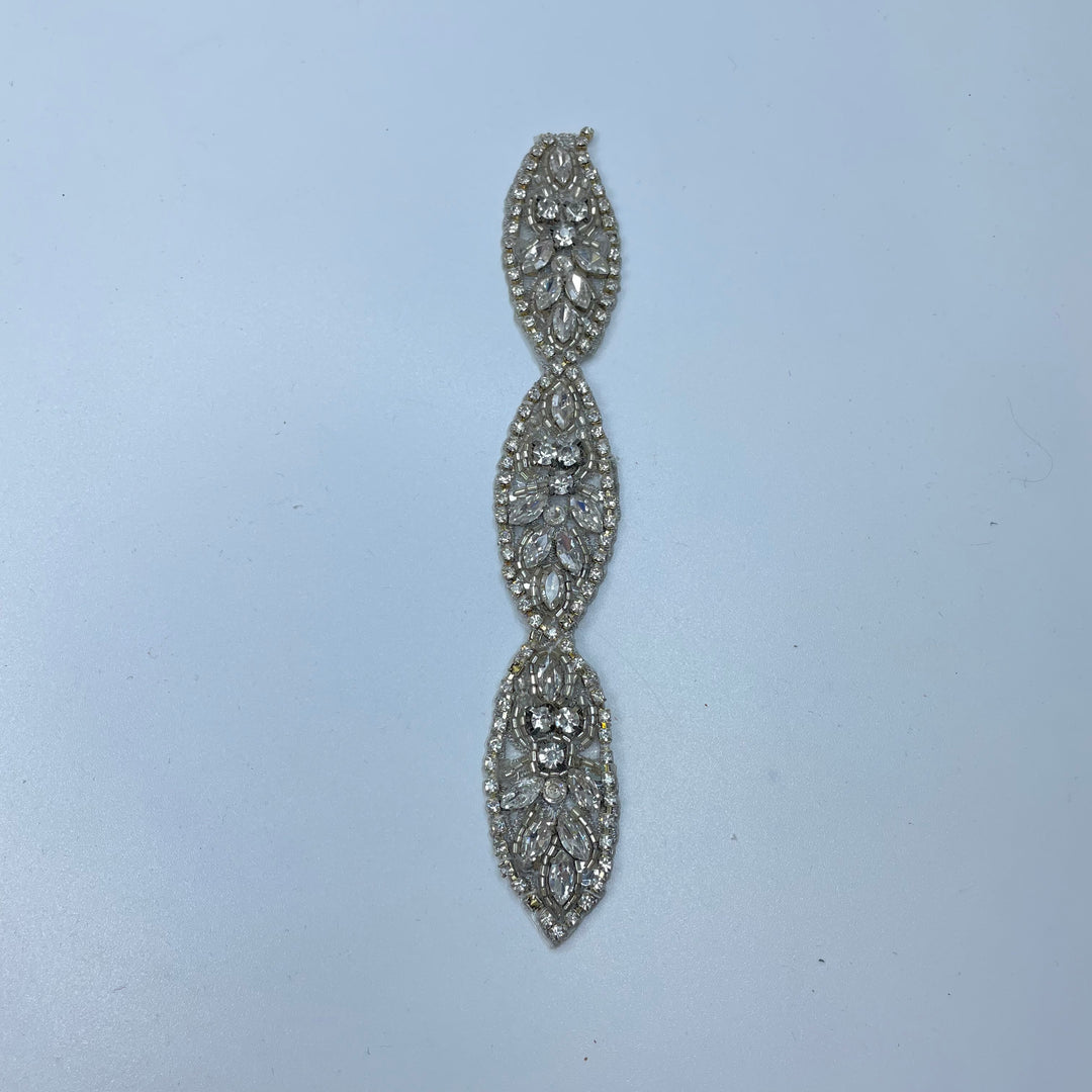 1" (25mm) Beaded/Rhinestones  Tape Trim - Silver - 0.18M Bundle (6732687409265)