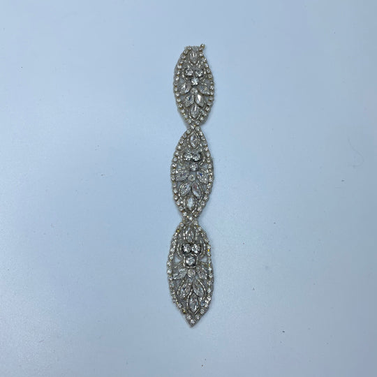 1" (25mm) Beaded/Rhinestones  Tape Trim - Silver - 0.18M Bundle (6732687409265)
