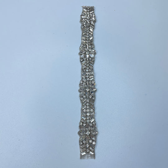 1" (25mm) Beaded/Rhinestones  Tape Trim - Silver - 0.22M Bundle (6732902727793)