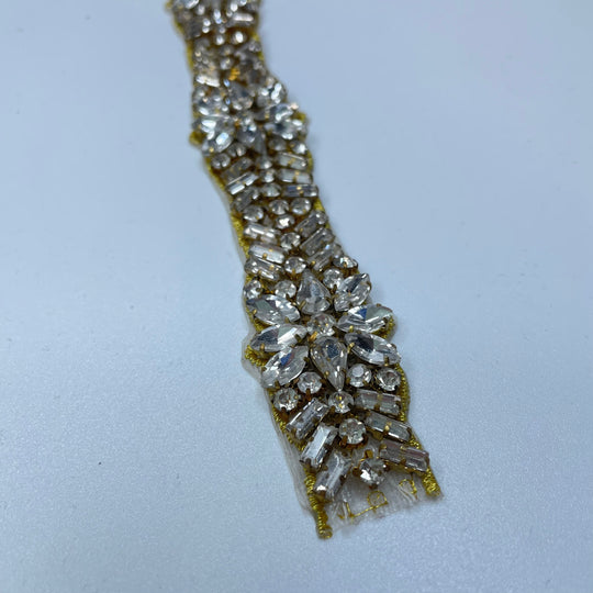 1" (25mm) Beaded/Rhinestones  Tape Trim - Gold/Silver - 0.22M Bundle (6732902891633)