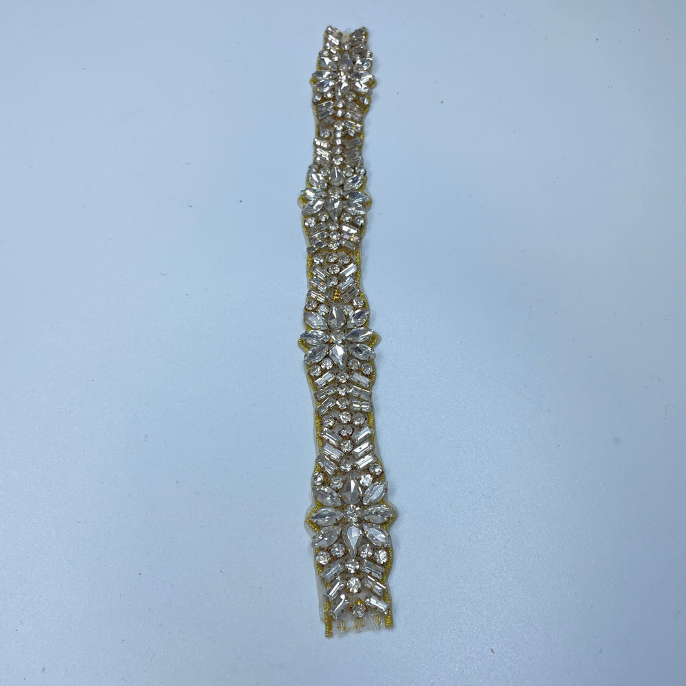 1" (25mm) Beaded/Rhinestones  Tape Trim - Gold/Silver - 0.22M Bundle (6732902891633)