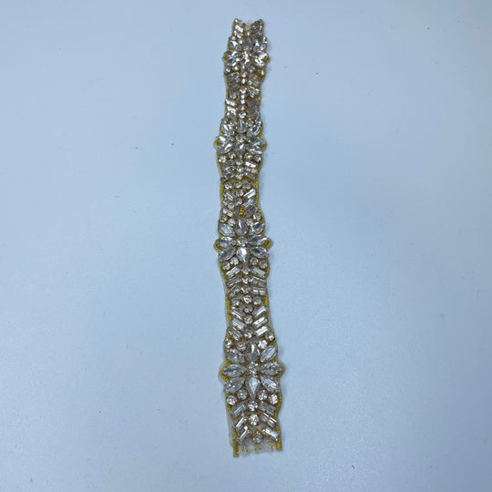 1" (25mm) Beaded/Rhinestones  Tape Trim - Gold/Silver - 0.22M Bundle (6732902891633)